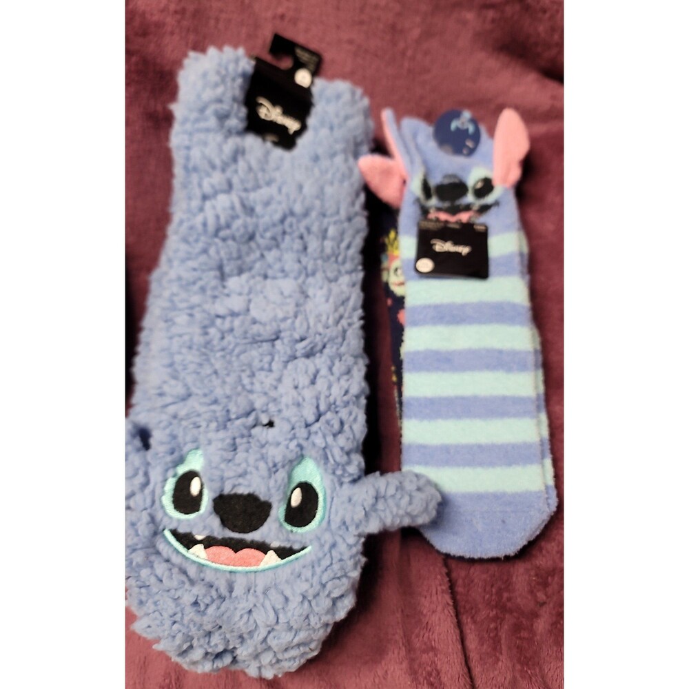 Loungefly Disney Lilo and Stitch fuzzy socks, & 2 pair Stitch and Scrump socks